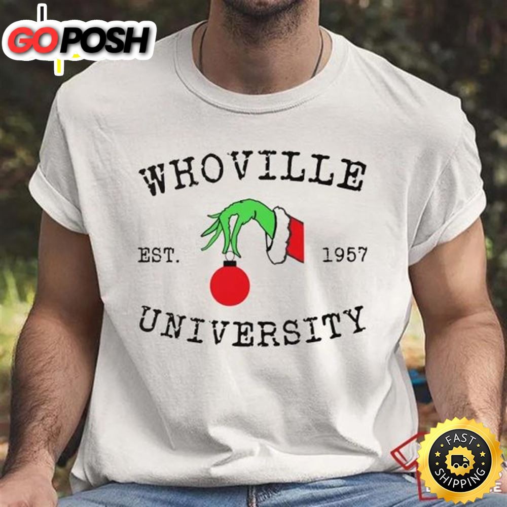 Whoville University Grinch Christmas T-Shirt