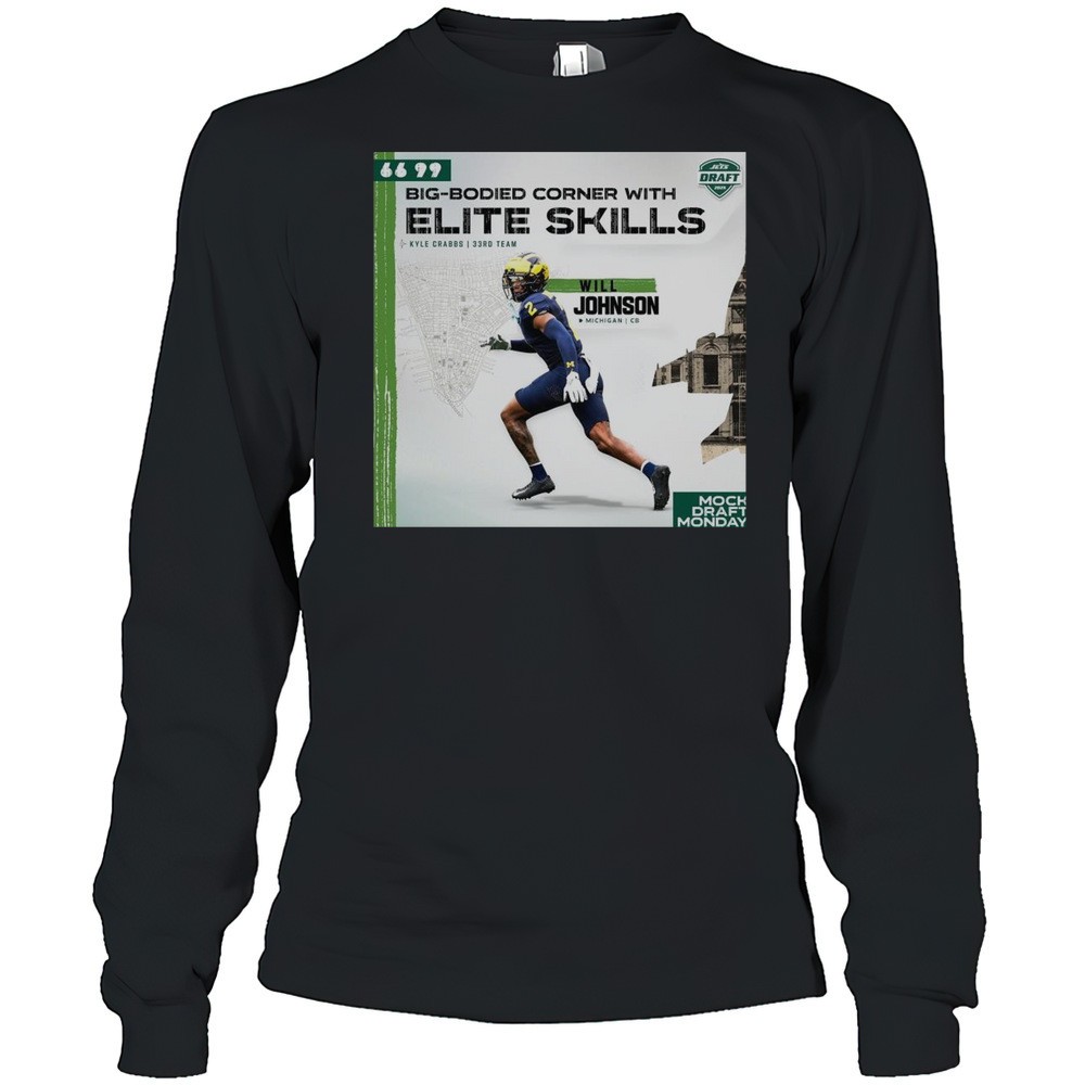 will-johnson-new-york-jets-football-nfl-big-bodied-corner-with-elite-skills-mock-3tmcdnba Will Johnson New York Jets Football NFL Big-Bodied Corner With Elite Skills Mock Draft Monday T-shirt