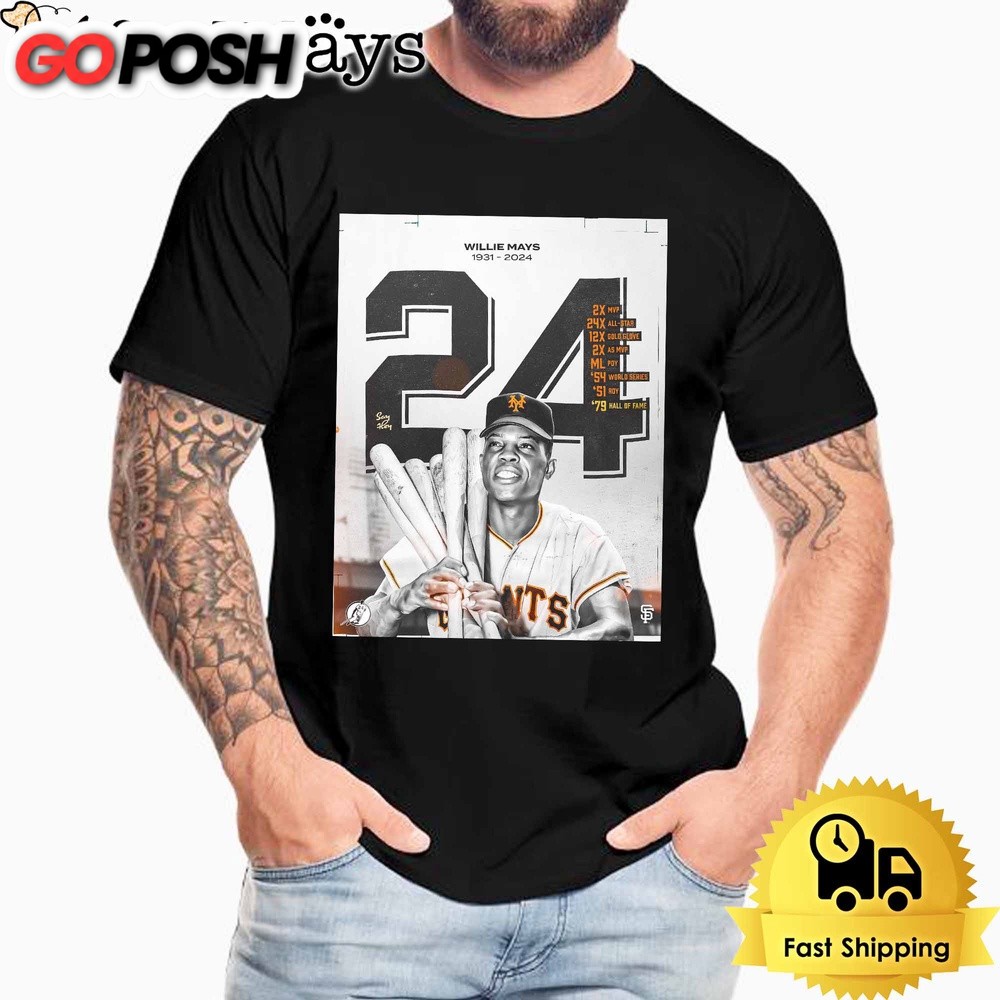 Willie Mays Forever Giant 1931-2024 Signature T Shirt