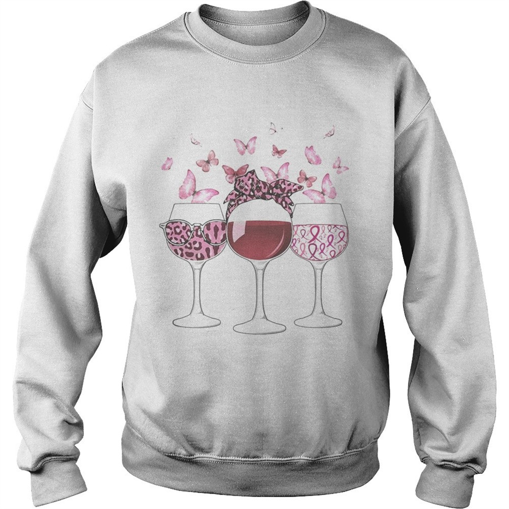WINE BREAST CANCER BUTTERFLY shirt