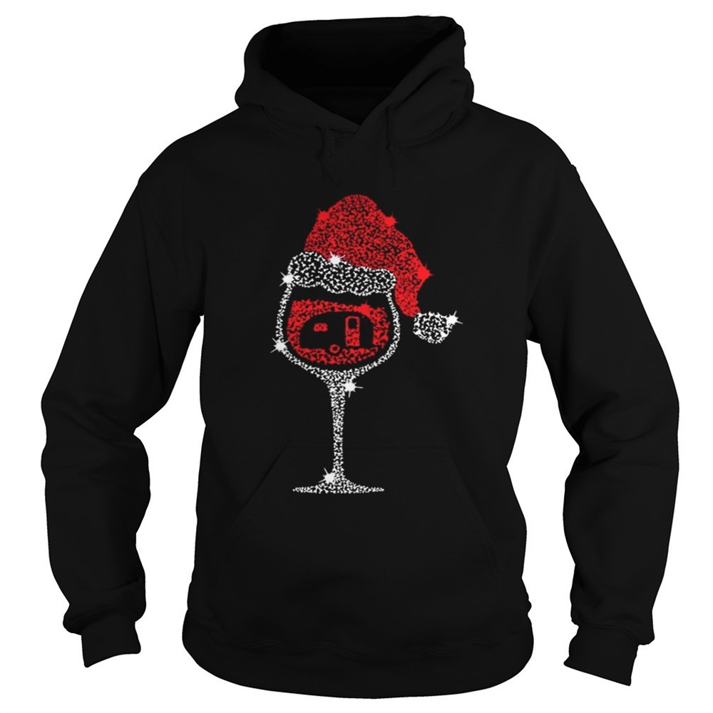 Wine Glass Red Santa Hat Camping Diamond shirt
