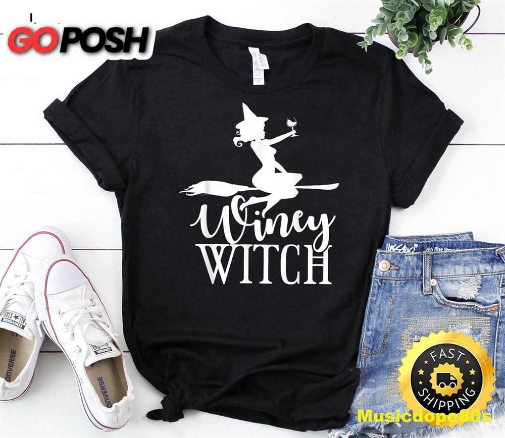 Winey Witch Funny Adult Humor Halloween T-Shirt