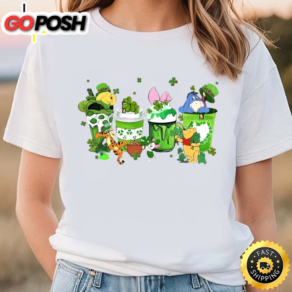 Winnie The Pooh St Patricks Day Shirt, Disney Coffee Latte Shirt