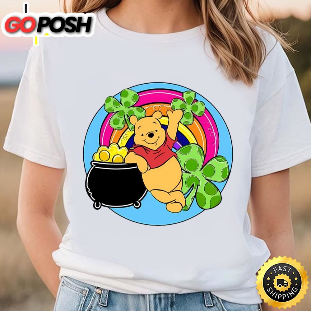 Winnie The Pooh St Patricks Rainbow And Shamrocks Shirt