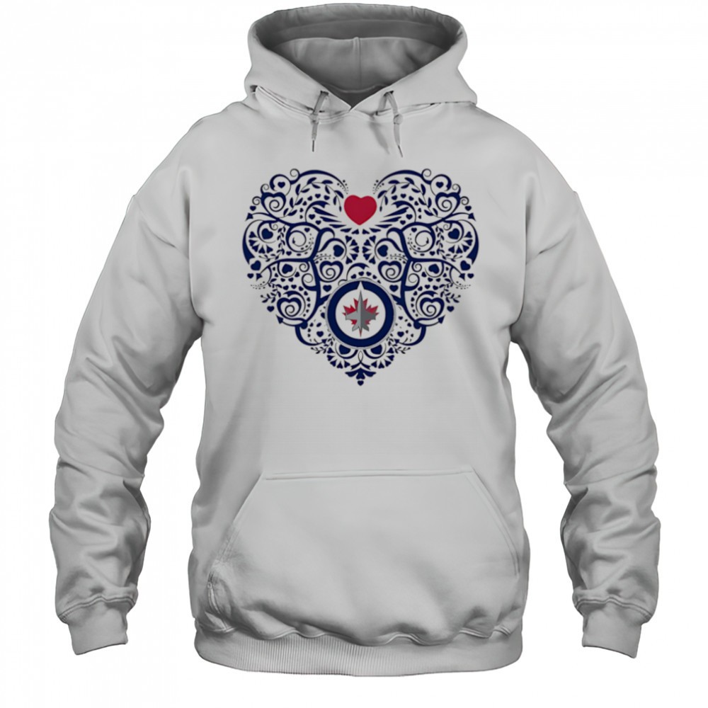 Winnipeg Jets Floral Pattern Heart logo shirt