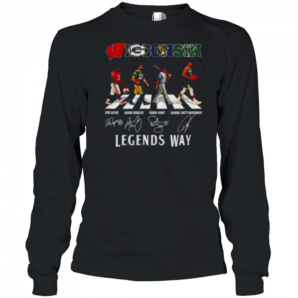 wisconsin-ron-dayne-aaron-rodgers-robin-yount-giannis-antetokounmpo-legends-way-fr0sgizw Wisconsin Ron Dayne Aaron Rodgers Robin Yount Giannis Antetokounmpo legends way abbey road signatures shirt