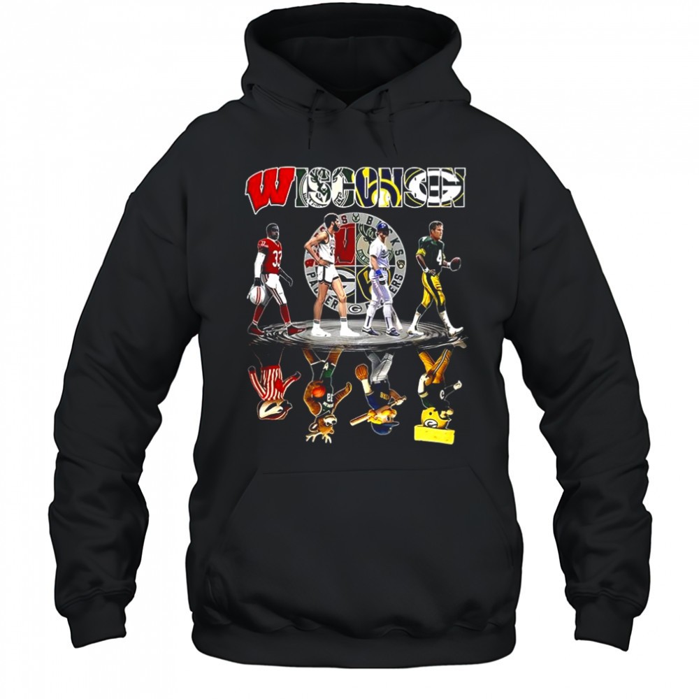 Wisconsin sports teams player water reflection mascot shirt