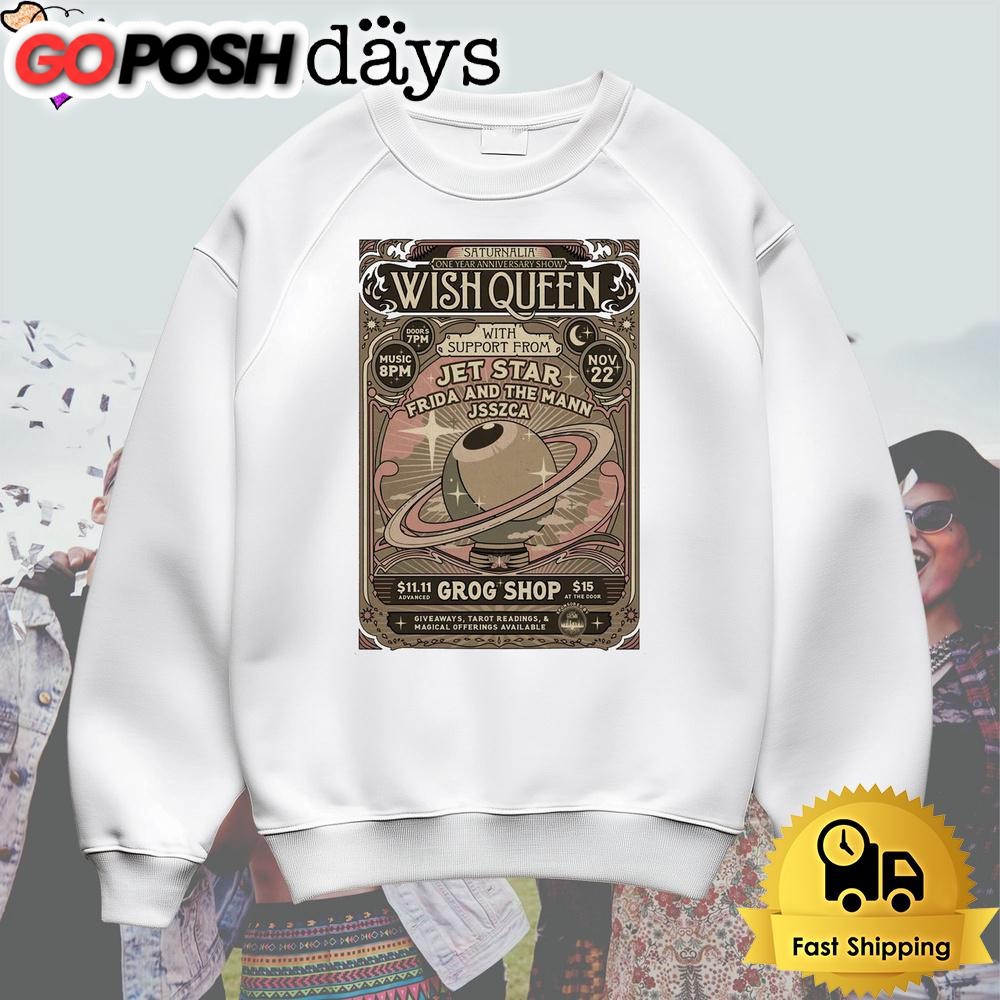 wish-queen-tour-nov-22-2024-grog-in-cleveland-oh-t-shirt-tvdr3cma Wish Queen Tour Nov 22 2024 Grog In Cleveland OH T Shirt