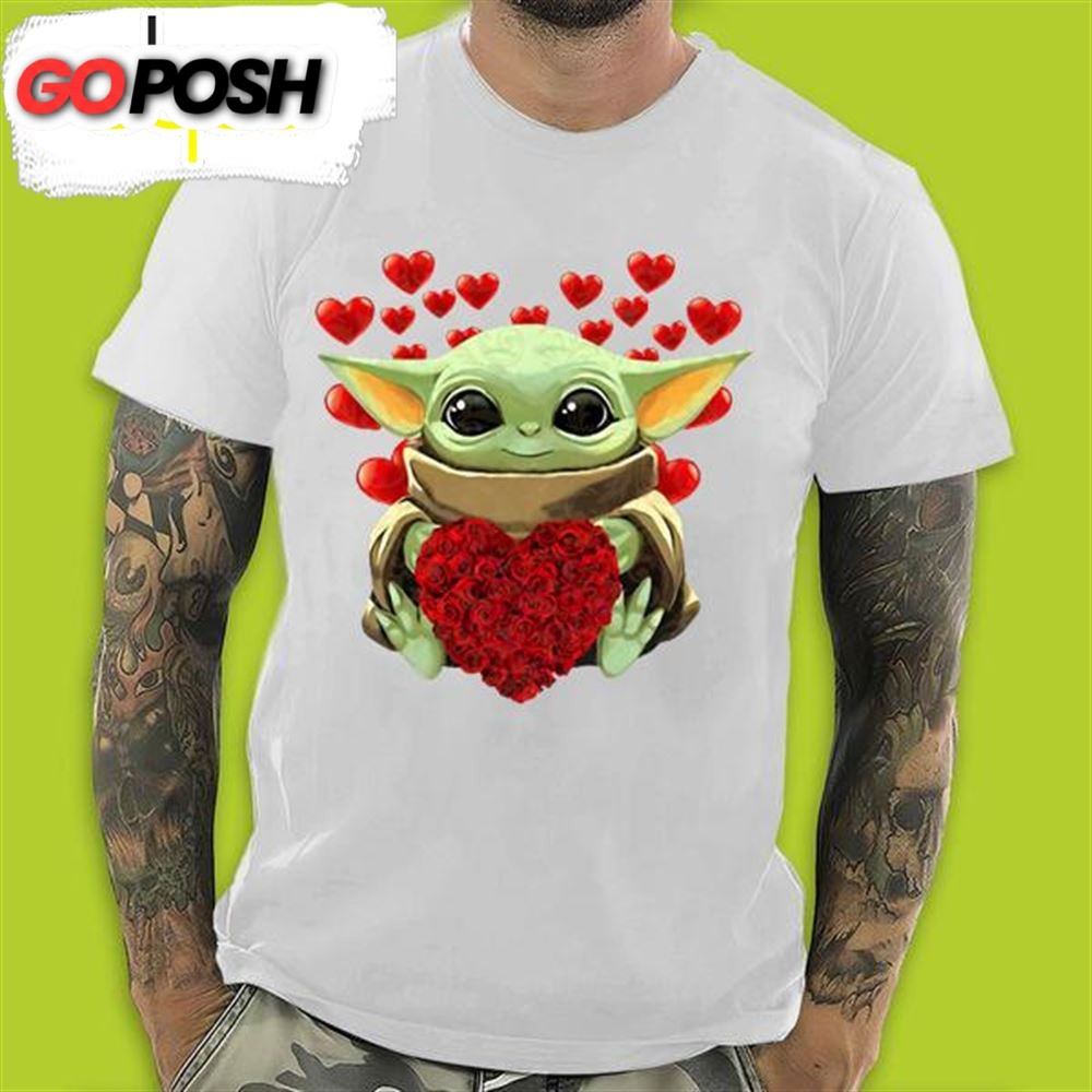 With Heart Baby Yoda Fall In Love In Valentines Day T-Shirt