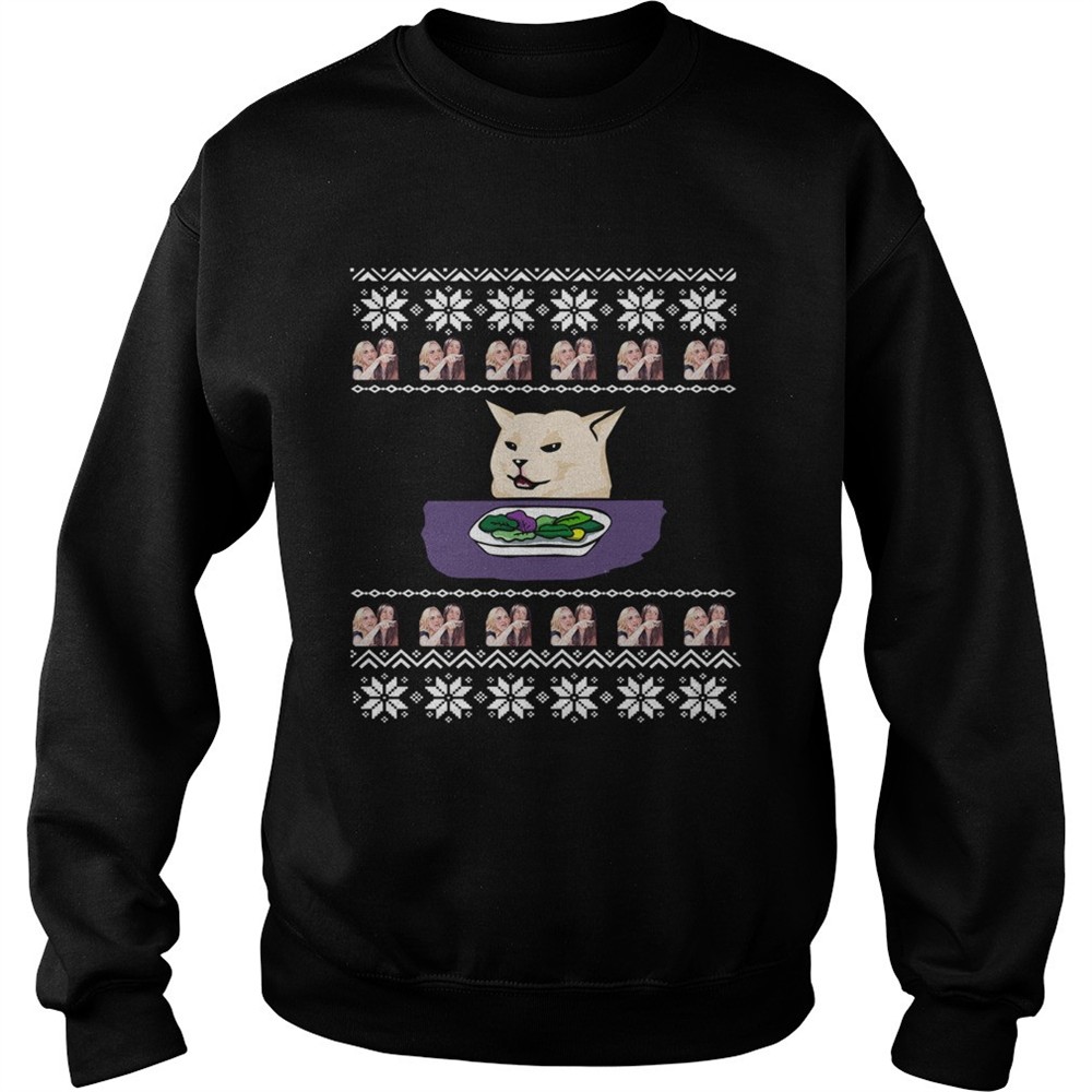 Woman Yelling Cat Meme Ugly Christmas shirt