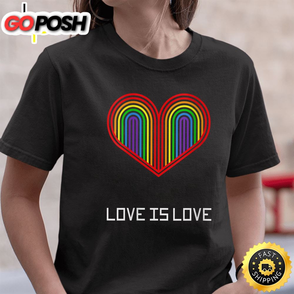 Womens Cute Love is Love Vintage LGBT Valentine Tshirt Gift Valentines Day T-shirt
