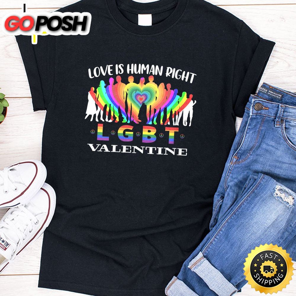 Womens Love Is Human Right LGBT Valentine 2025 Valentines Day T-shirt
