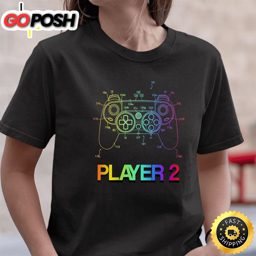 Womens Valentine Pride LGBT Couple Matching Gamer Gaming Player 2 Valentines Day T-shirt