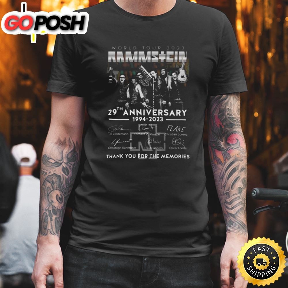 World Tour 2025 Rammstein 29th Anniversary 1994-2025 Thank You For The Memories Signatures shirt