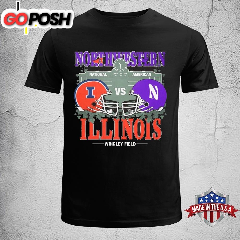 Wrigley Field Northwestern X University of Illinois Dueling Football 2024 Unisex T-Shirt