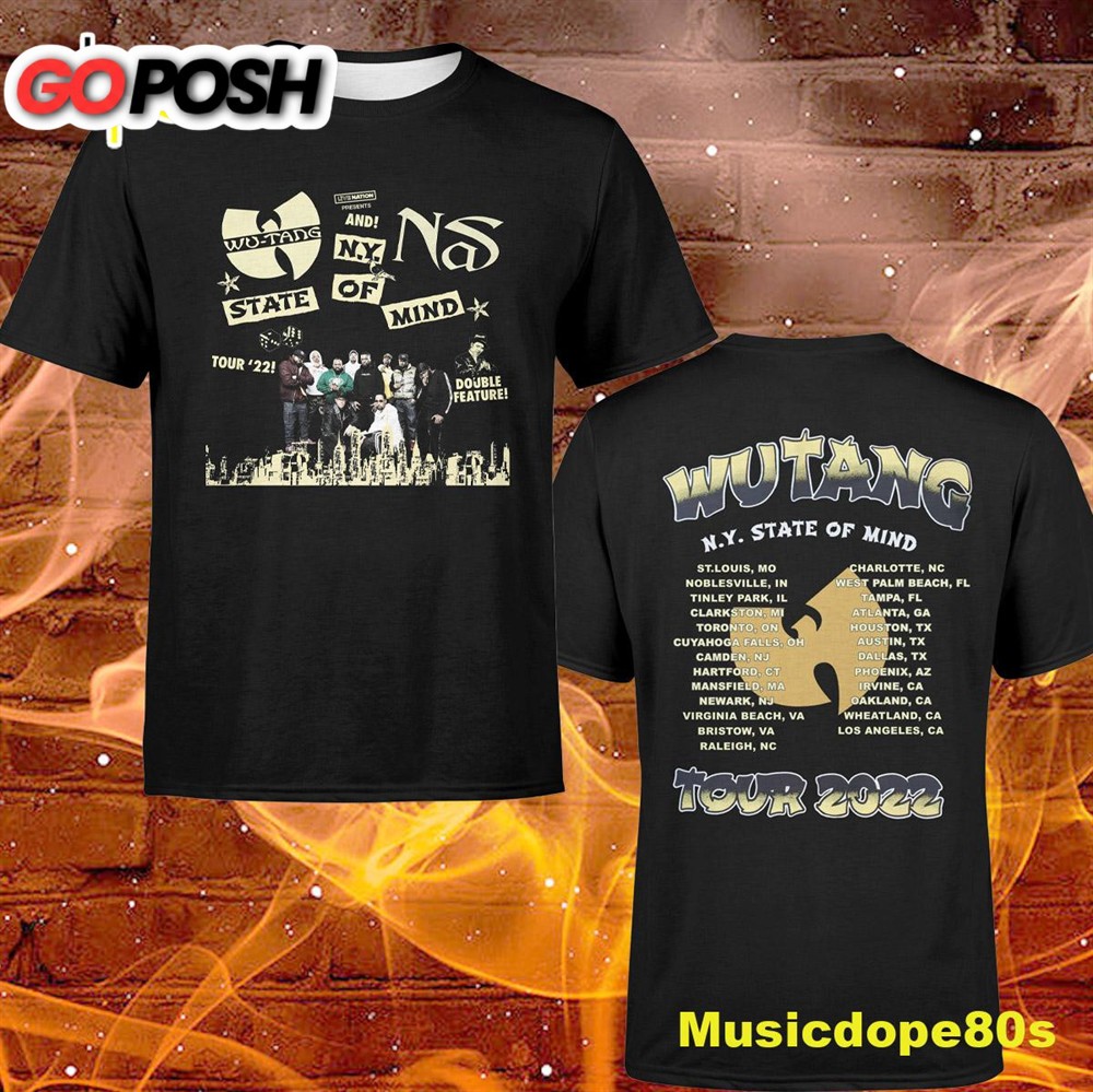 Wu-tang And Nas New York State Of Mind Tour 2022 Dates Black T-shirt
