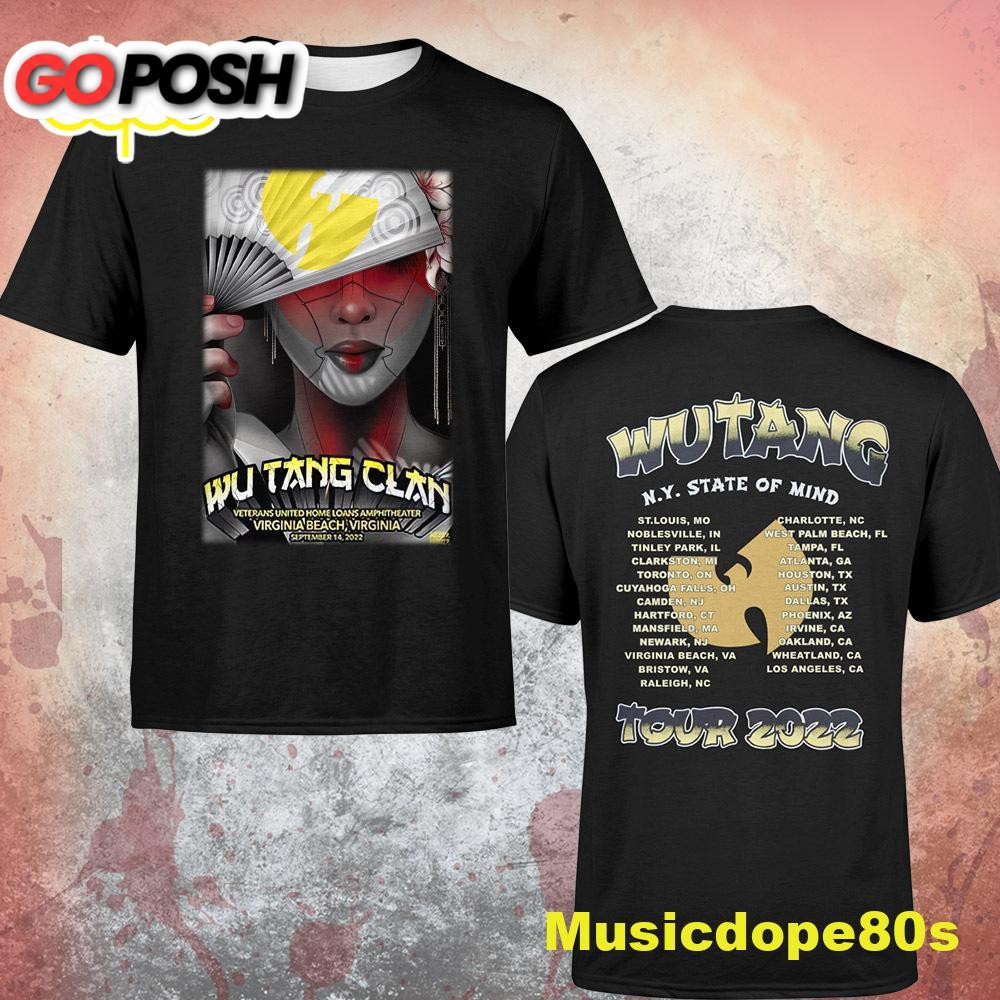Wu-tang And Nas New York State Of Mind Tour 2022 Dates Virginia Beach T-shirt
