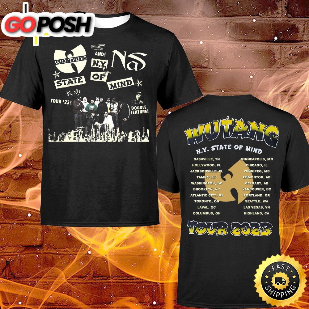 Wu-tang And Nas NY State Of Mind Tour 2023 North American Dates T-shirt