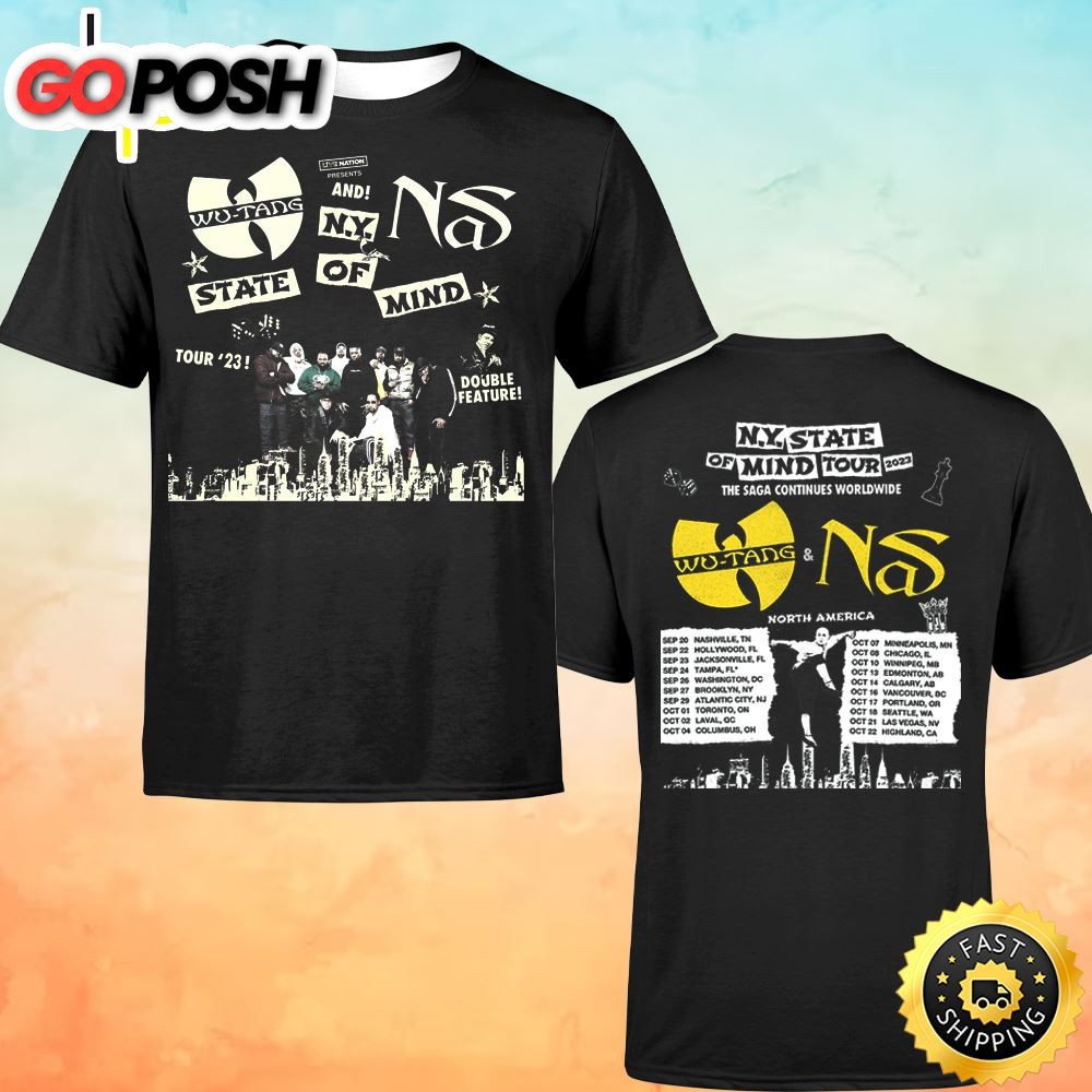Wu-Tang and NAS NY State of Mind Tour 2023 The Saga Continues Worldwide North America Unisex T-shirt