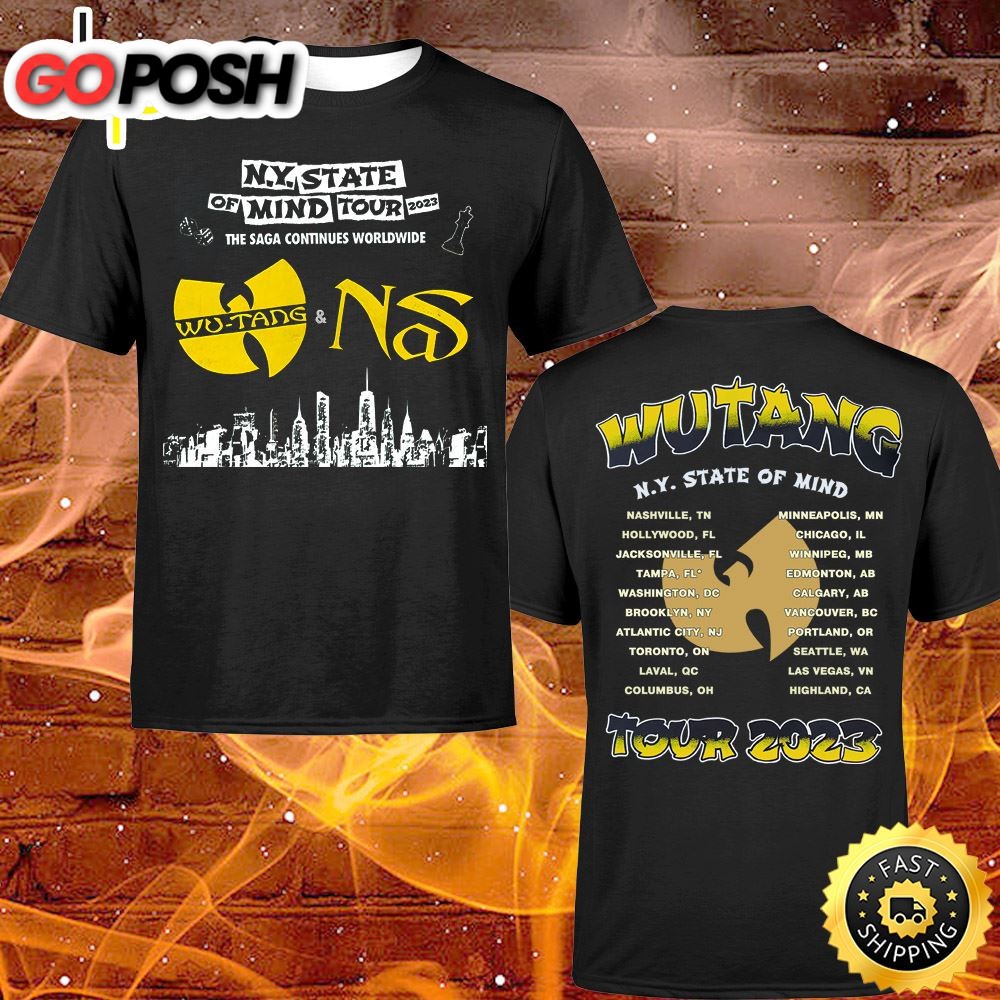 Wu-tang Clan & Nas New York State Of Mind Tour 2023 North American Dates T-shirt