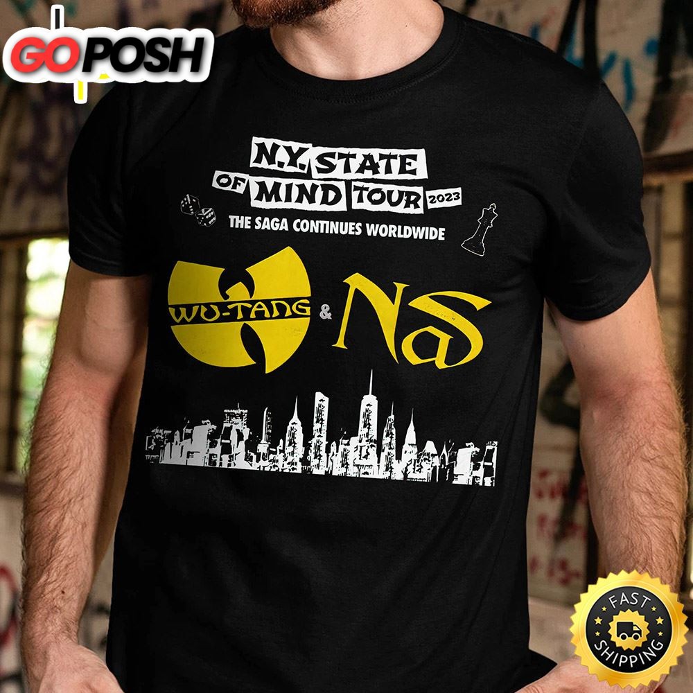 Wu-tang Clan & Nas New York State Of Mind Tour 2023 Unisex Black T-shirt