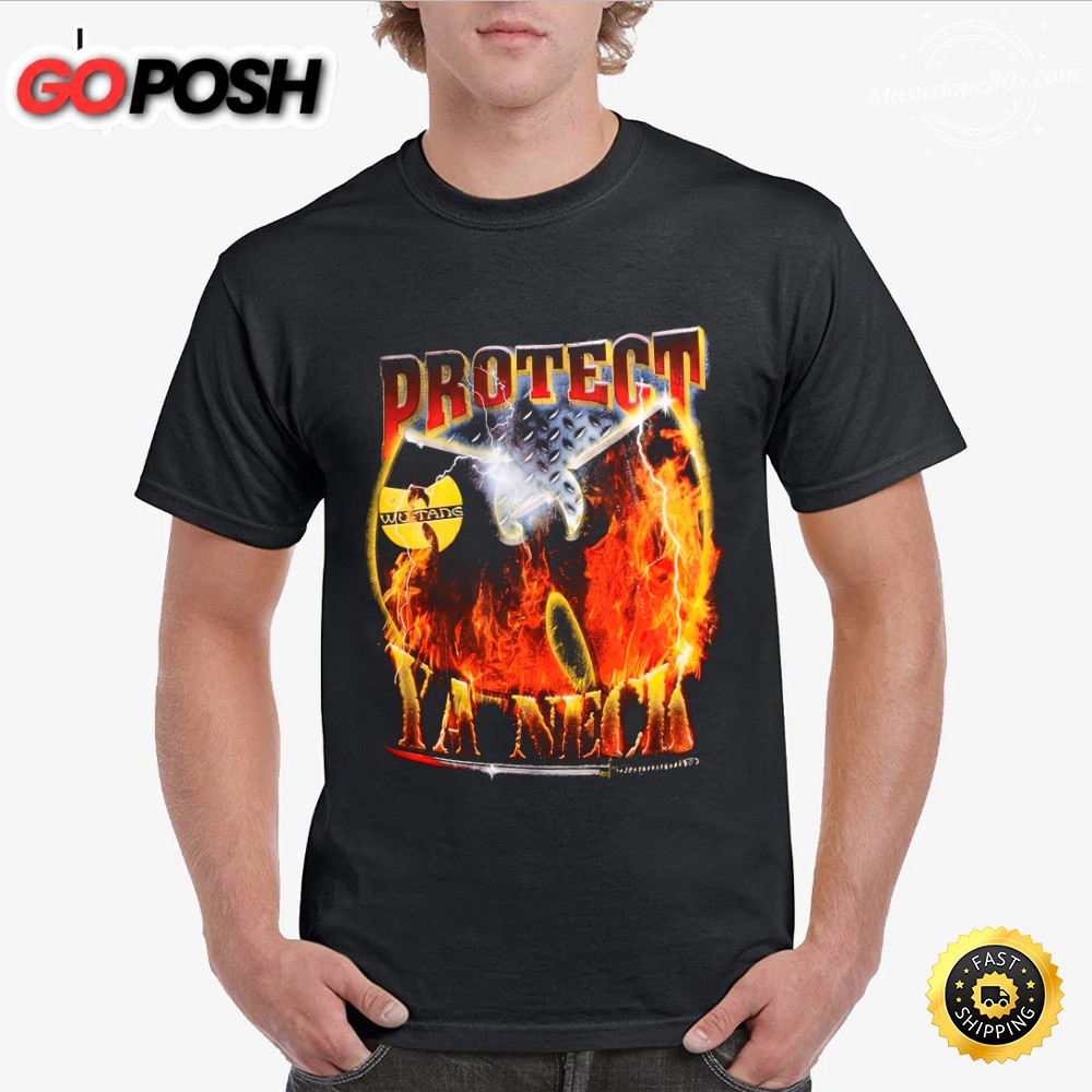 WU-TANG CLAN PROTECT YA NECK Vintage Style Black T-shirt