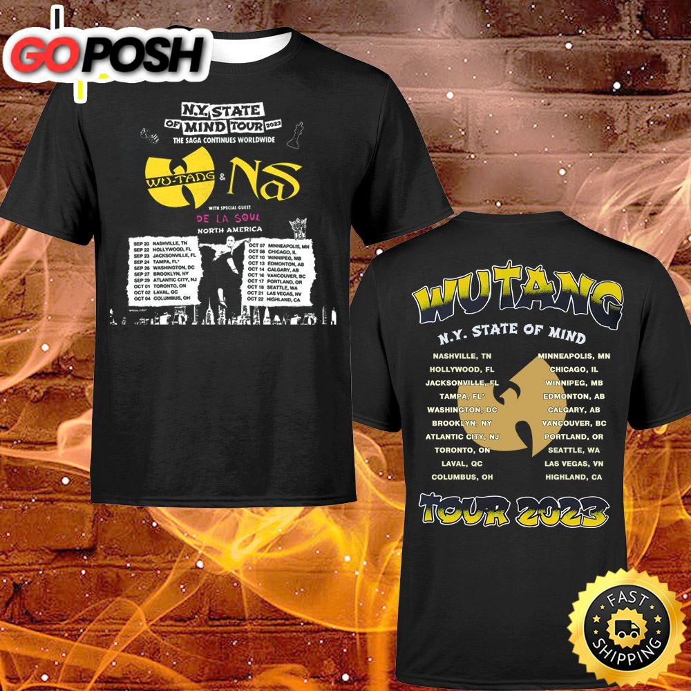 Wutang And Nas N.Y State Of Mind Tour 2023 De La Soul North American Dates T-shirt