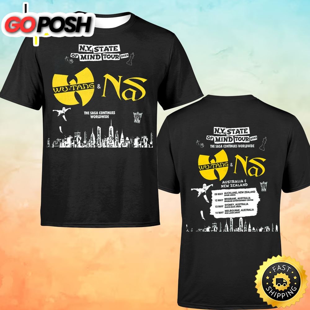 Wutang Clan & Nas N.Y State Of Mind Tour Australia & New Zealand 2023 The Saga Continues Worldwide Unisex T-shirt