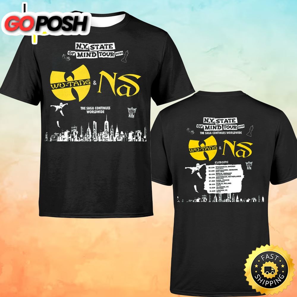 Wutang & Nas N.Y State Of Mind Tour 2023 Dates The Saga Continues Worldwide Europe Unisex T-shirt