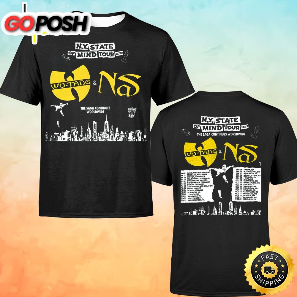 Wutang & Nas N.Y State Of Mind Tour 2023 Dates The Saga Continues Worldwide Unisex T-shirt