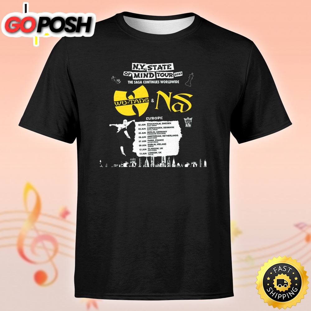 Wutang & Nas N.Y State Of Mind Tour 2023 The Saga Continues Worldwide Europe Unisex Tshirt