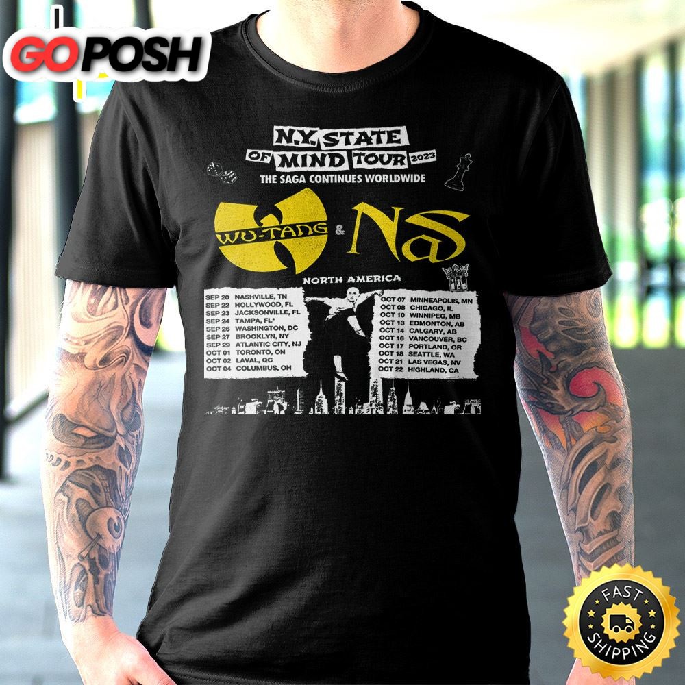 Wutang & Nas N.Y State Of Mind Tour 2023 The Saga Continues Worldwide North America Unisex Tshirt