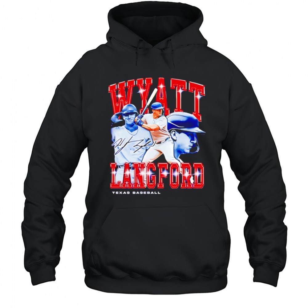 Wyatt Langford Retro Flair Texas baseball signatue shirt