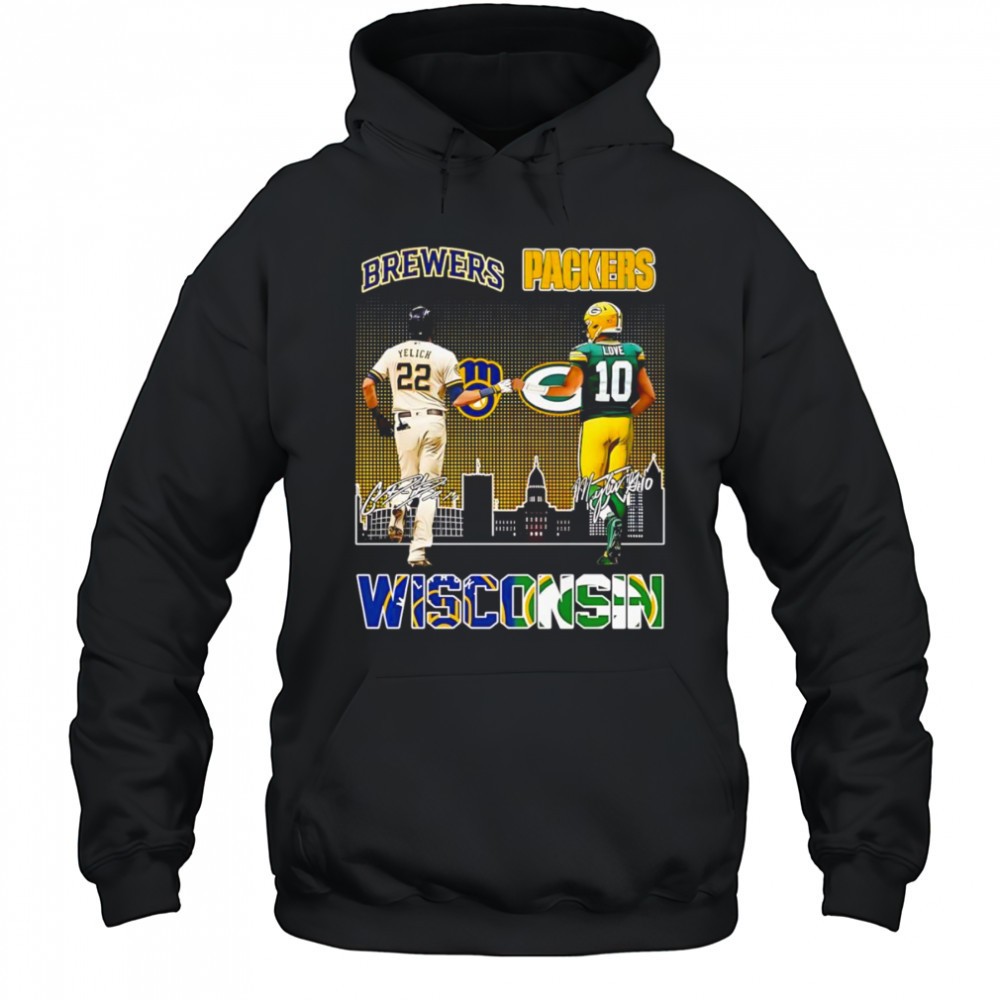 Yelich and Love Wisconsin skyline shirt