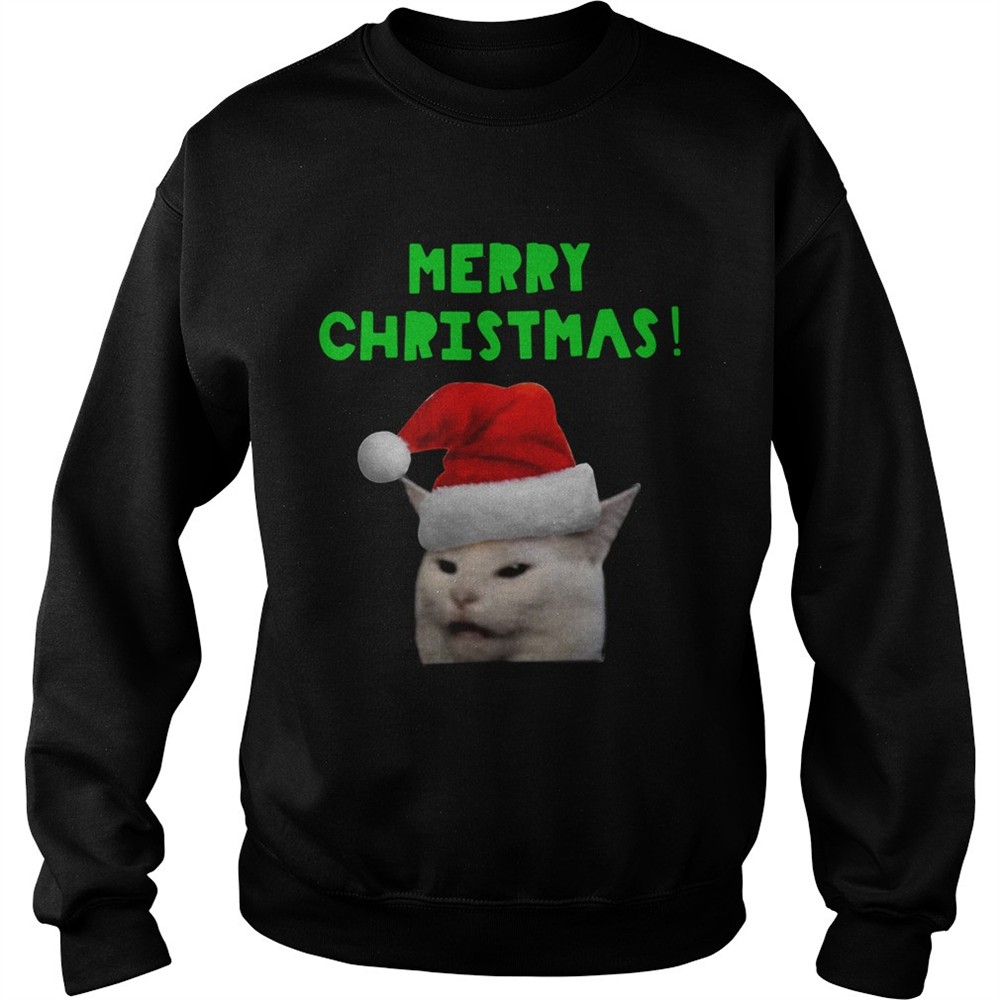Yelling woman Cat Merry Christmas shirt