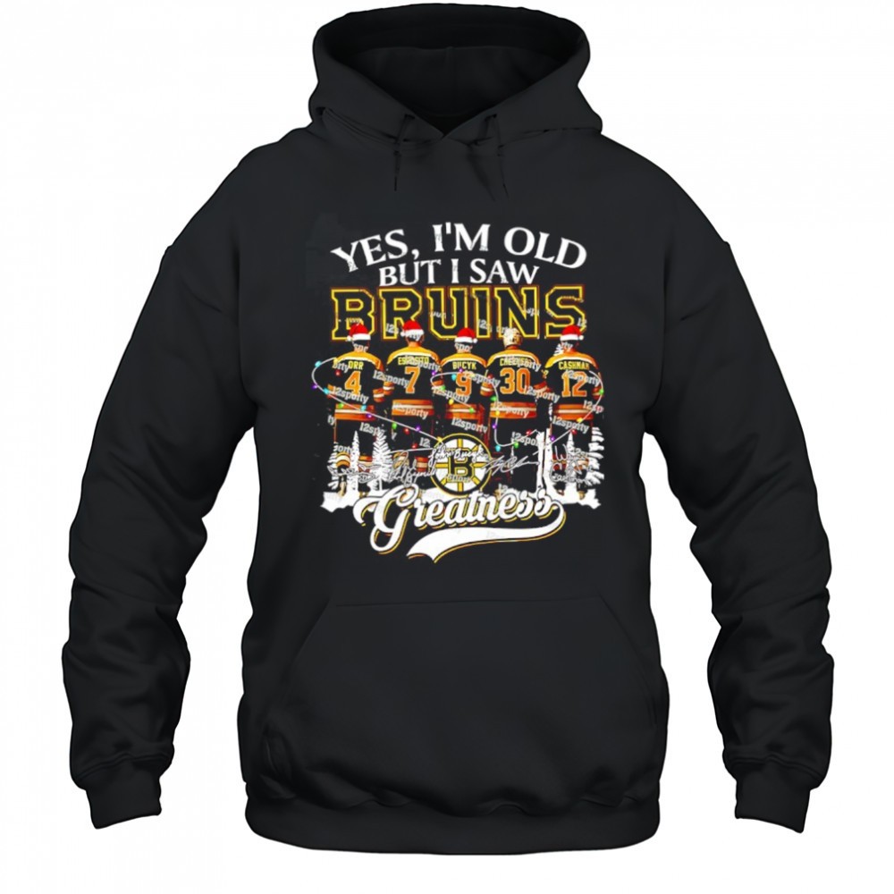 Yes im old but i saw Boston Bruins greatness legends Christmas signatures shirt