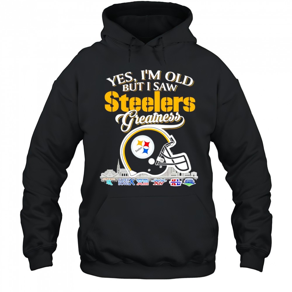 Yes im old but i saw Pittsburgh Steelers Greatness helmet logo shirt