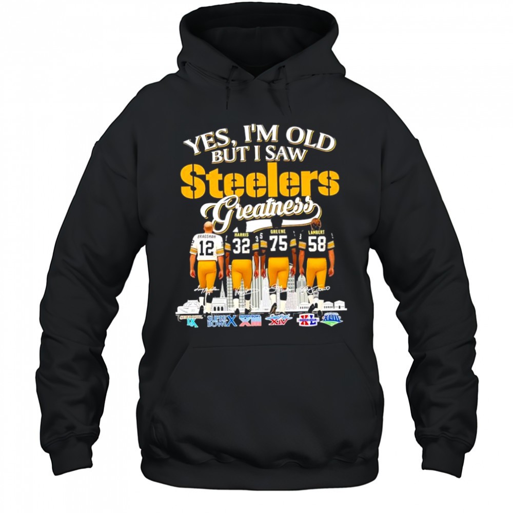 Yes im old but i saw Pittsburgh Steelers legendary players signatures Super Bowl logo shirt