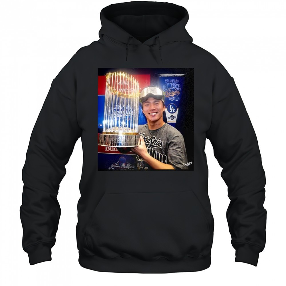 Yoshinobu Yamamoto Los Angeles Dodgers World Series 2025 Champions trophy shirt