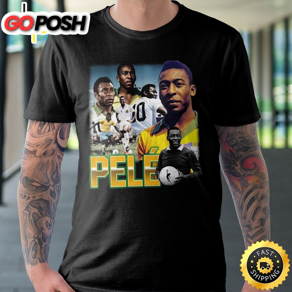 Young Pele The Legend Brazil Football Player Color Effect Art Design T-Shirt