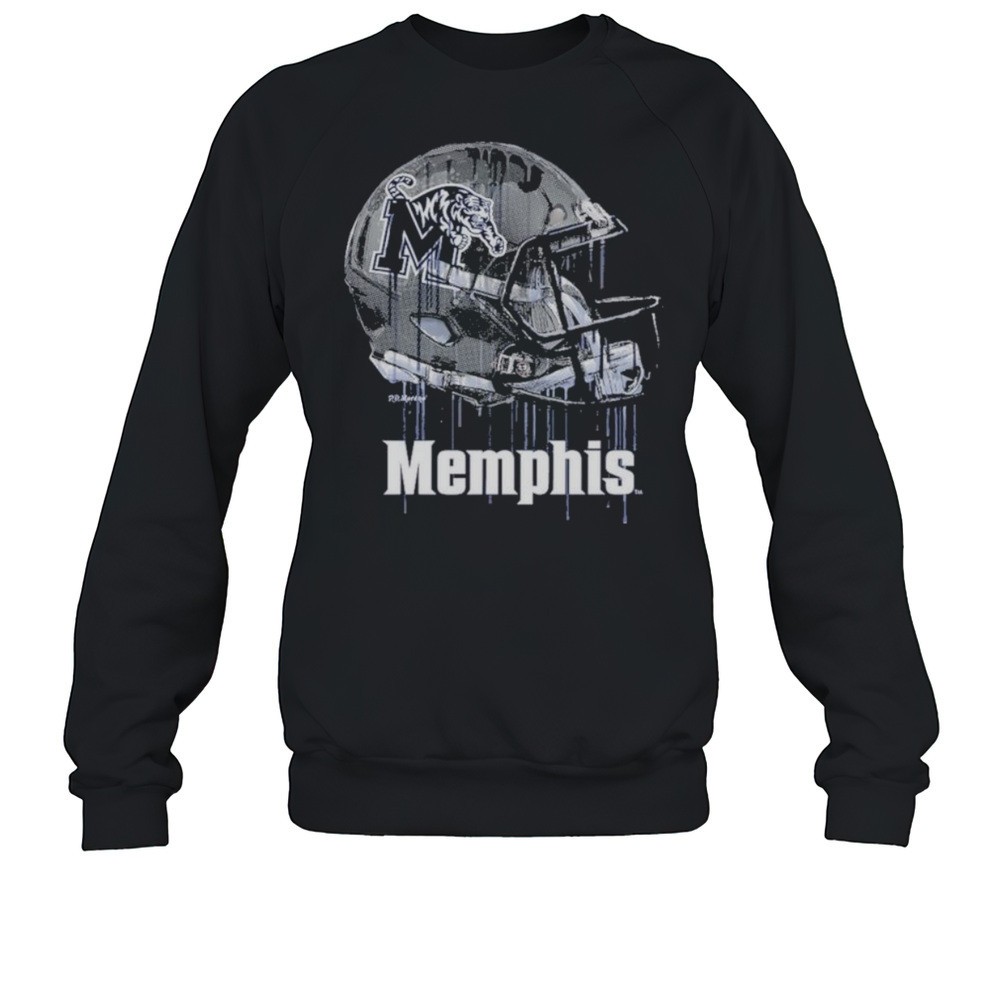 Youth Vive La Fete Navy Memphis Tigers Dripping Football Helmet Shirts