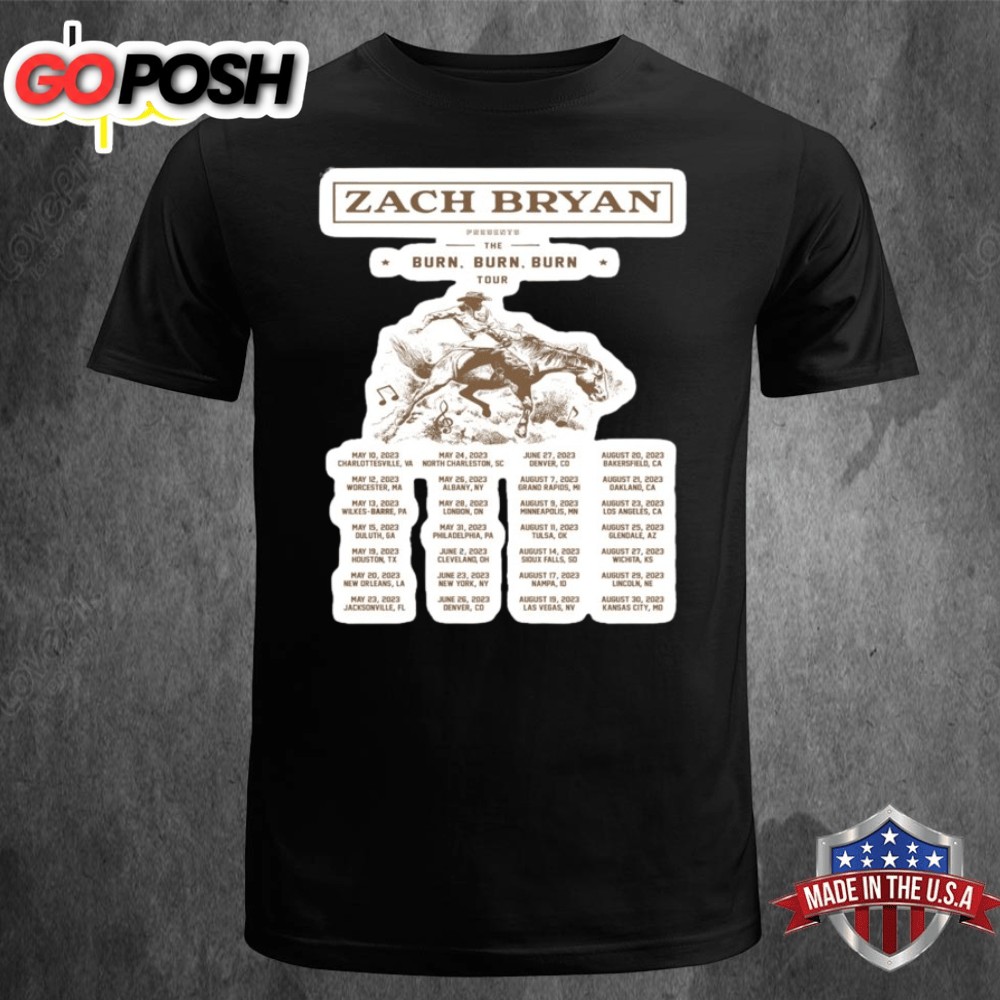 Zach Bryan Burn Burn Burn Tour Poster Gifts for Country Music Fans Happy Place T-shirt