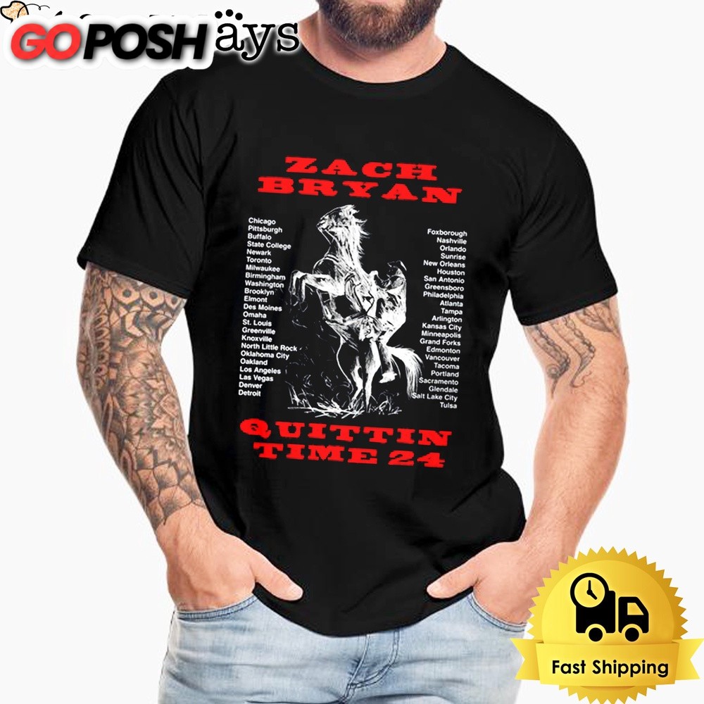 Zach Bryan Quittin Time Tour 2024 Will Travel Through The Cities Unisex T-Shirt
