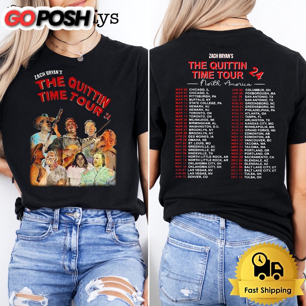 Zach Bryan’s The Quittin Time Tour North America Schedule 2024 Unisex T-Shirt
